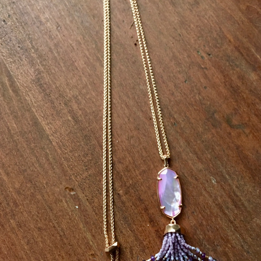 Kendra Scott Eva Gold Long Pendant in Pink